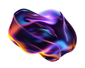 Bold colorful abstract liquid shape isolated. Melted distorted blob form. Trendy background shape png
