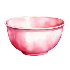 Pink Bowl Watercolor isolated on a transparent background.