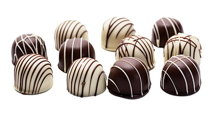Tempting Handmade Dark Chocolate Pralines  on transparent background, Perfect Indulgence for Gourmet Dessert Enthusiasts - Irresistible Artisanal Cocoa Delights