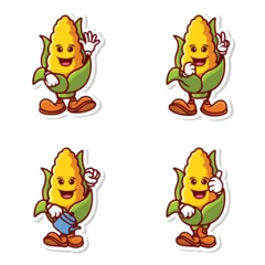 Fotobehang set vector cute cartoon character of corn isolated © Tapi.Apik