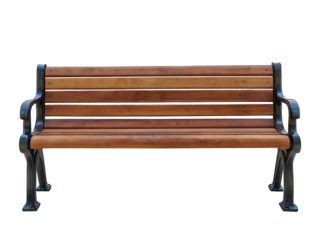 wooden park bench isolated on a transparent background