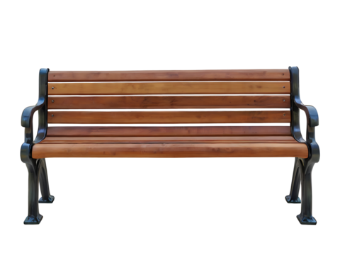 wooden park bench isolated on a transparent background