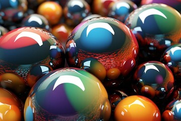 Abstract digital artwork featuring colorful 3D spheres on a background. Generative AI