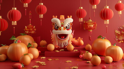 Whimsical Creature Celebrating Chinese New Year Festivities
