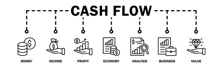 Cash flow banner web icon vector illustration concept for business and finance circulation with...