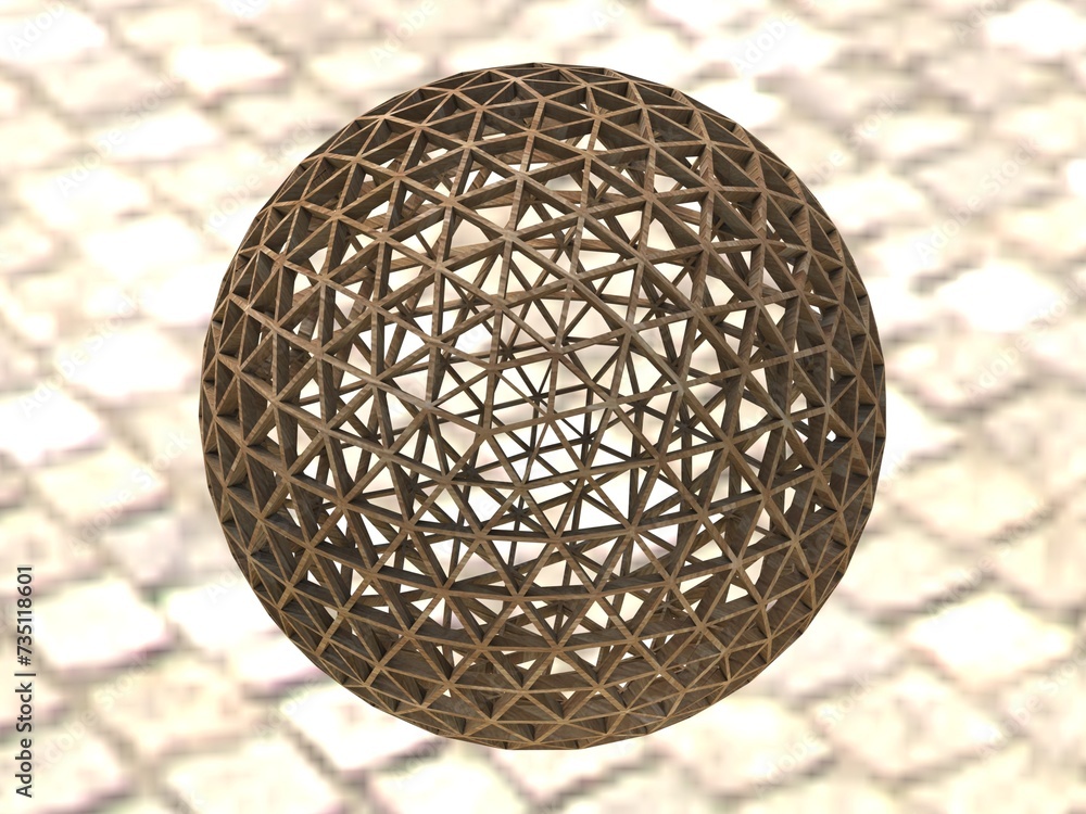 Poster wireframe shape frequency geodesic sphere 3d print model
