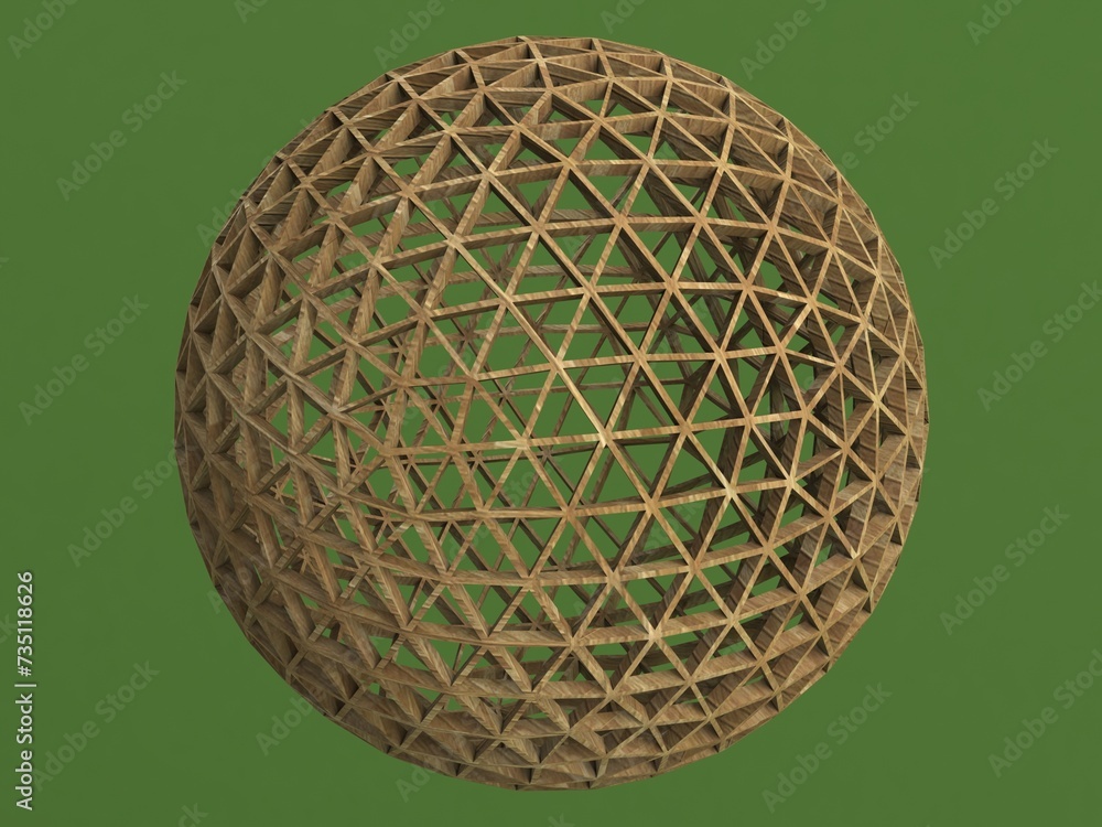 Poster wireframe shape frequency geodesic sphere 3d print model
