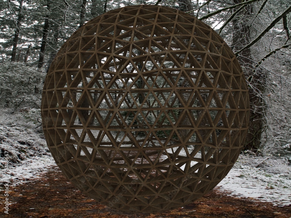 Poster wireframe shape frequency geodesic sphere 3d print model