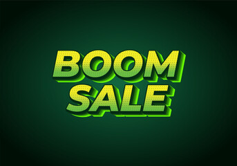 Boom sale. Text effect in eye catching color with 3D look effect