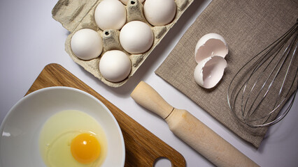 Top view of kitchen utensils for cooking, eco-friendly materials, wood, cardboard