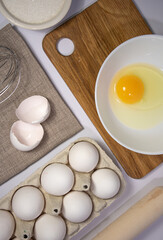 Kitchen utensils in boho style, stylish breakfast, cooking, set of dishes on a white background