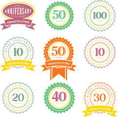 Set of anniversary logotype. Golden anniversary celebration emblem design for company profile, booklet, leaflet, magazine, brochure, web, invitation or greeting card.