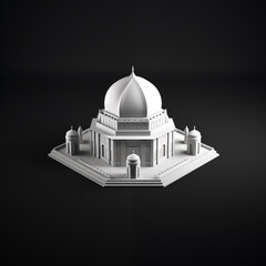 Isolated sikh holy temple 3d model on black background. 