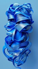 Blue Ribbons Arranged on Blue Background
