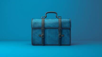 Blue Suitcase Resting on Blue Floor