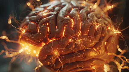 Brain model, illustration of neural connections.