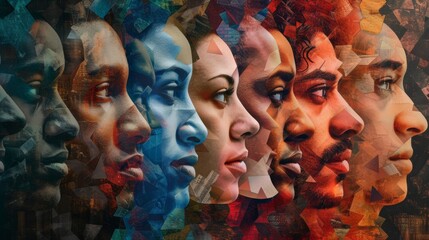 A Collage of Different Faces With Different Colors