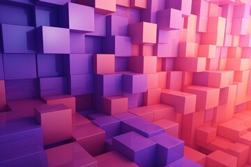 Colorful 3D block backdrop in pink and purple hues with a digital touch. Rendered in 3D. Generative AI
