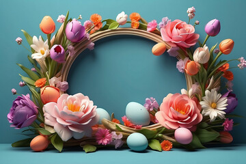 Easter bunny and egg,frame.Vector.