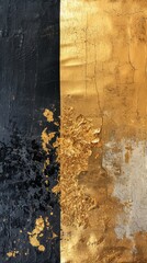 Close Up of a Painting With Gold and Black Paint