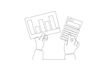 Continuous one line drawing Financial administration concept. Doodle vector illustration.