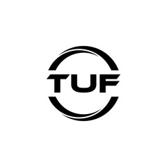 TUF letter logo design with white background in illustrator, cube logo, vector logo, modern alphabet font overlap style. calligraphy designs for logo, Poster, Invitation, etc.