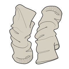 Winter arm warmer gloves flat drawing vector illustration mockup template