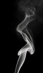Illustration of realistic white smoke on a clean black background, overlay.