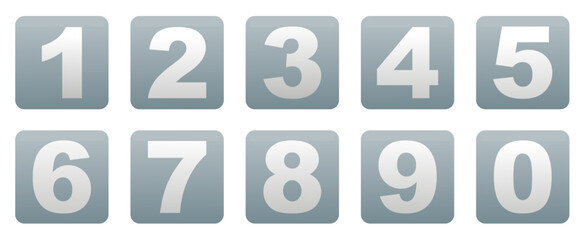 Bright numbers in a blue square. Creative geometric numbers. A set of numbers.