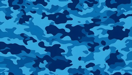 Blue military camouflage seamless pattern background