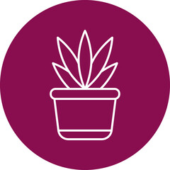 Plant Pot Line Circle Icon