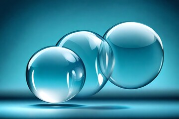 Transparent spheres on glossy background