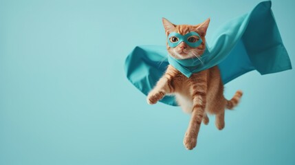 Flying Super Cat in Blue Sky