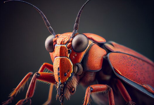 Red-brown longhorn beetle. Generative AI