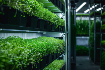 High-Tech Plant Growth, LED Hydroponic System in Action, Efficient Food Cultivation