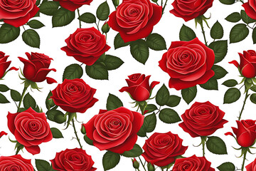 seamless pattern with red roses