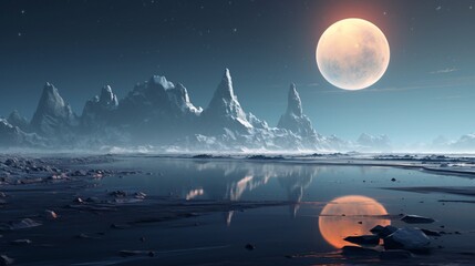 The background image seen from there is the moon which is absolutely beautiful and charming. It may be the background that counts as the decoration of the landscape, where the dark shadow of the moon. - obrazy, fototapety, plakaty