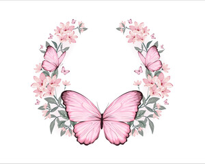 pink and white butterflies