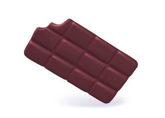 Fast food 3d icon. Chocolate bar. Dessert and delicacy, takeaway eating. Candy and sweet. Sticker for social networks. Cartoon isometric vector illustration isolated on white background