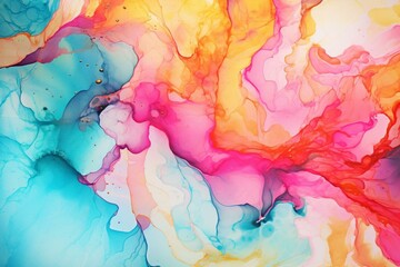 Abstract swirling alcohol ink design for surface print, high-quality and messy wet artistic repeat pattern. Generative AI