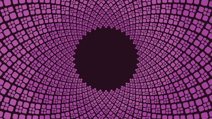 Abstract spiral purple color vortex round dotted women's day theme background in dark purple color.