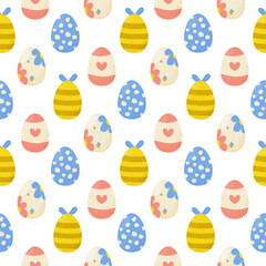 Seamless pattern easter eggs with different textures. Vector illustration. For your design, wrapping paper, fabric.