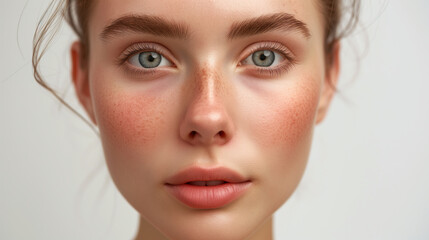 Close-Up Portrait of a Young Woman with Natural Aesthetics