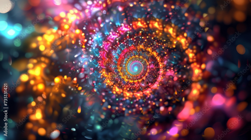 Canvas Prints a dizzying array of colorful particles spins and twists in a hypnotic spiral creating a kaleidoscope