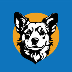 cute dog pets vector illustration logo