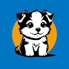 cute dog pets vector illustration logo