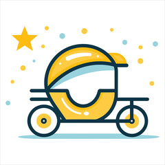 Rickshaw flat icon outline in the style of simple vector