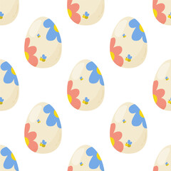 Seamless pattern easter eggs with flowers. Vector illustration. For your design, wrapping paper, fabric.