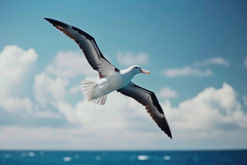 Fototapeta na wymiar A stunning albatross gliding gracefully over the ocean