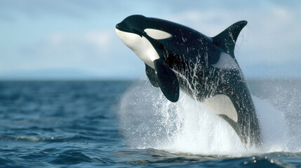 An orca breaching in a display of majestic power